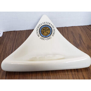 Minnesota Veterans Home Vintage 1987 Commemorative White Ceramic Ashtray